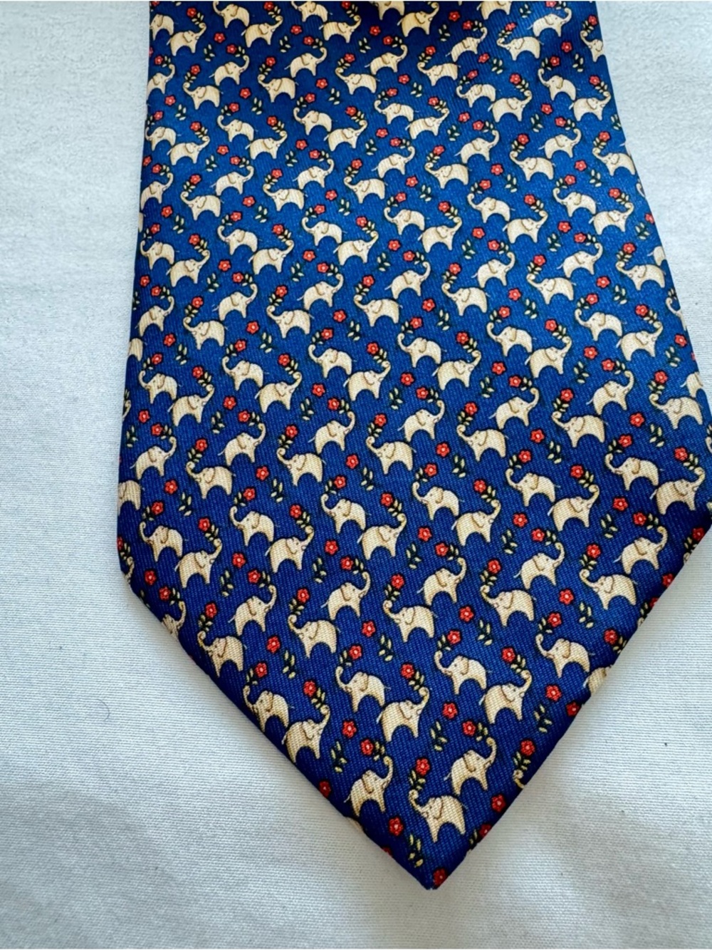 Salvador Ferragamo Novelty Elephant Pattern Silk Tie
